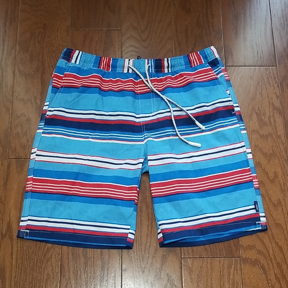 NEW! johnnie-O Youth Breaker Swim Trunks Vibrant Stripes Sz 14
